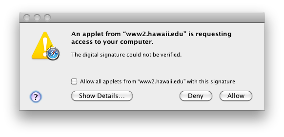Applet Requesting Access (Mac)