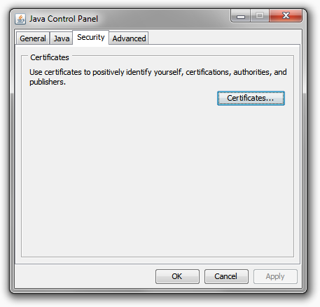 Java Control Panel Security