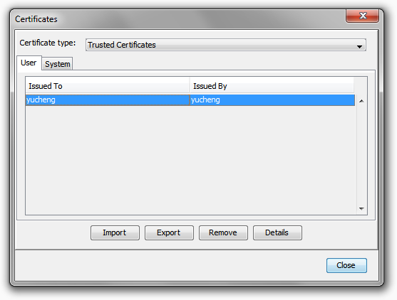 Java Control Panel Certificates